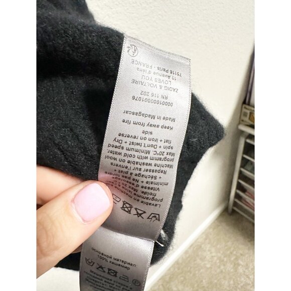 Zadig & Voltaire Womens Starry Chaine Cashmere Sweater Crew Neck Black Size XS - Picture 5 of 8